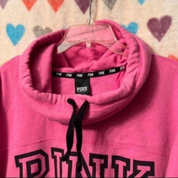 Victoria's Secret PINK Funnel Neck Hoodie Large Logo VS - Picture 3 of 6